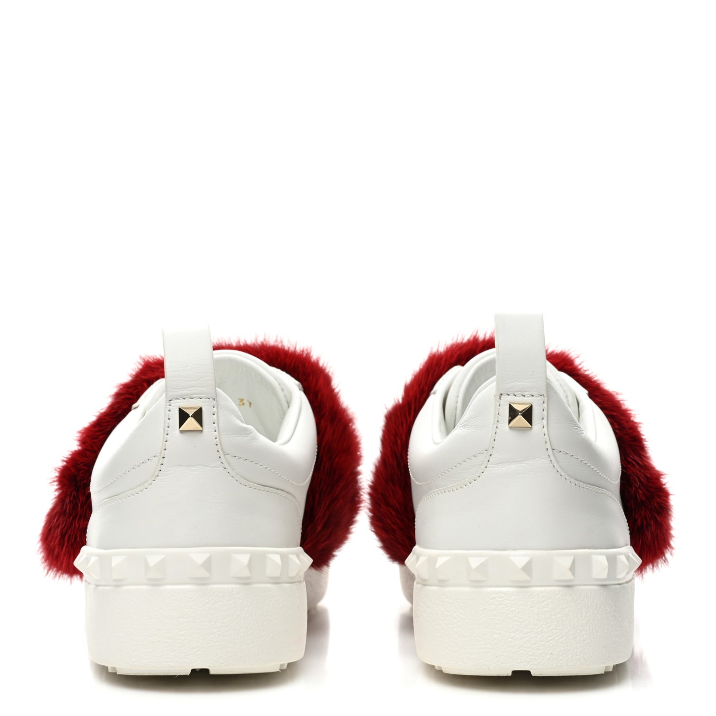 Calfskin Mink Fur Sneakers 37 White Rosso Valentino