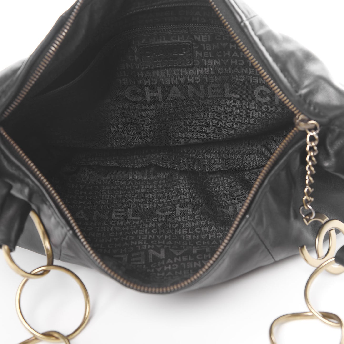 Lambskin Small Chain Hobo Black