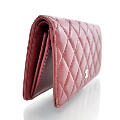 Chanel Lambskin Quilted Yen Wallet Red 3 of 10