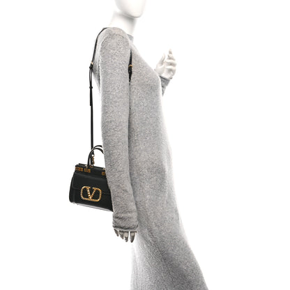 Valentino Garavani Grainy Calfskin Rockstud Alcove Top-Handle Bag Black 2 of 9