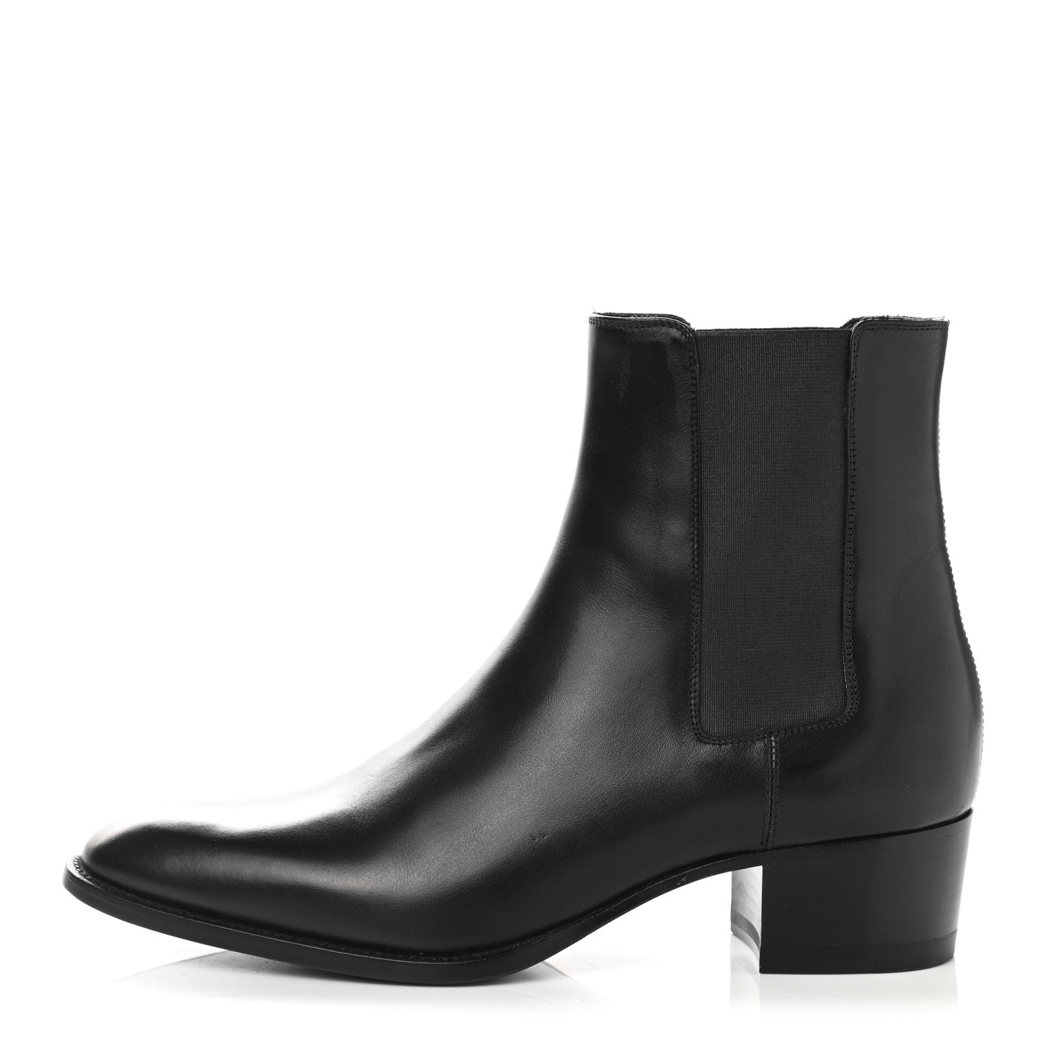 Saint Laurent Calfskin Womens Wyatt Chelsea Boots 37 Black 1 of 10