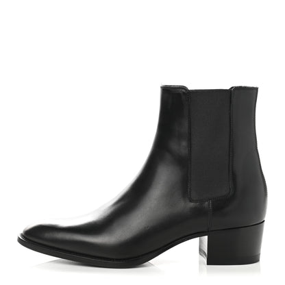 Saint Laurent Calfskin Womens Wyatt Chelsea Boots 37 Black 1 of 10