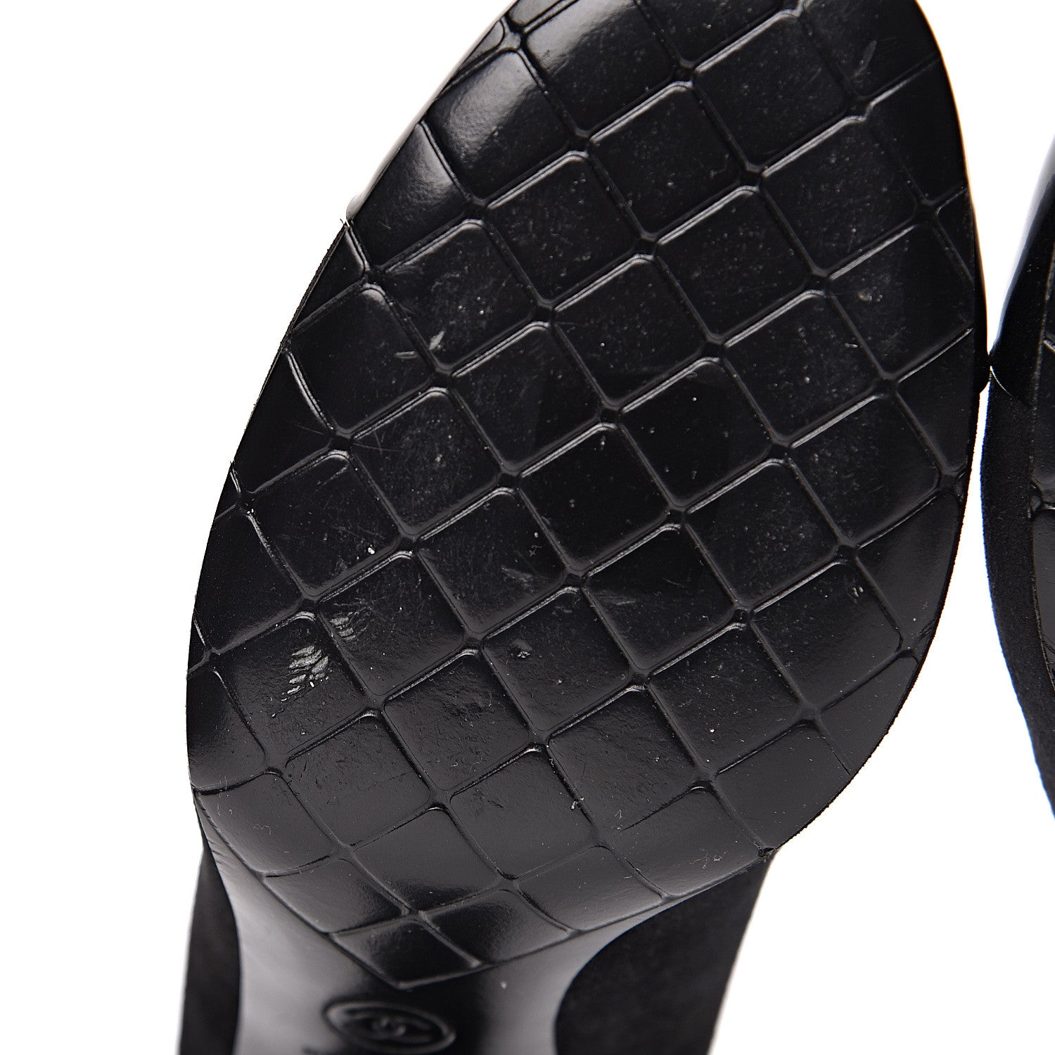 Chanel Suede Patent Calfskin Cap Toe CC Pumps 38 Black 9 of 11