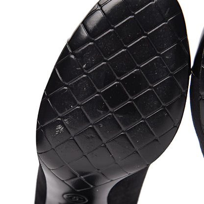 Chanel Suede Patent Calfskin Cap Toe CC Pumps 38 Black 9 of 11