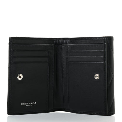 Saint Laurent Lambskin Y Quilted Monogram Compact Loulou Wallet Black 5 of 7