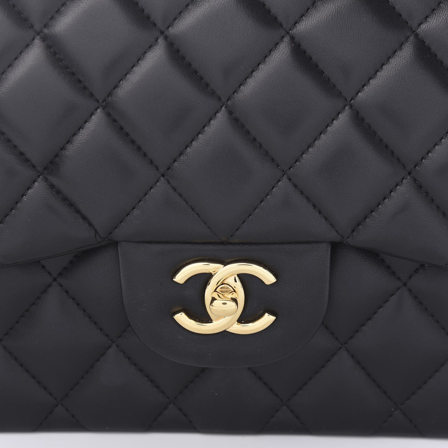 Lambskin Quilted Jumbo Double Flap Black