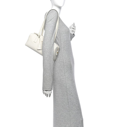 Prada Soft Grain Medium Top Handle Bag With Padlock Bianco 2 of 12