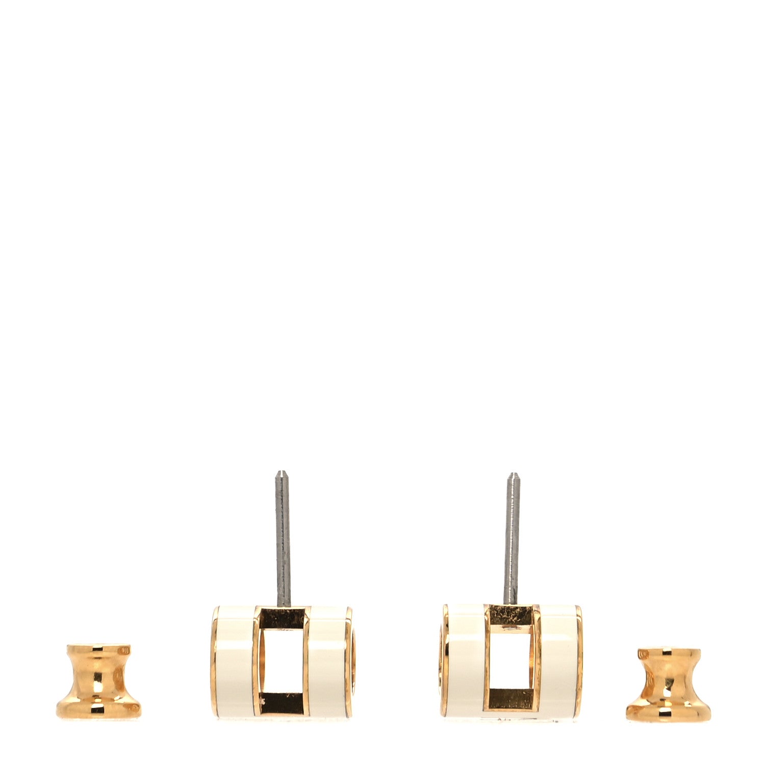 Hermes Gold Lacquered Mini Pop H Earrings White 3 of 6