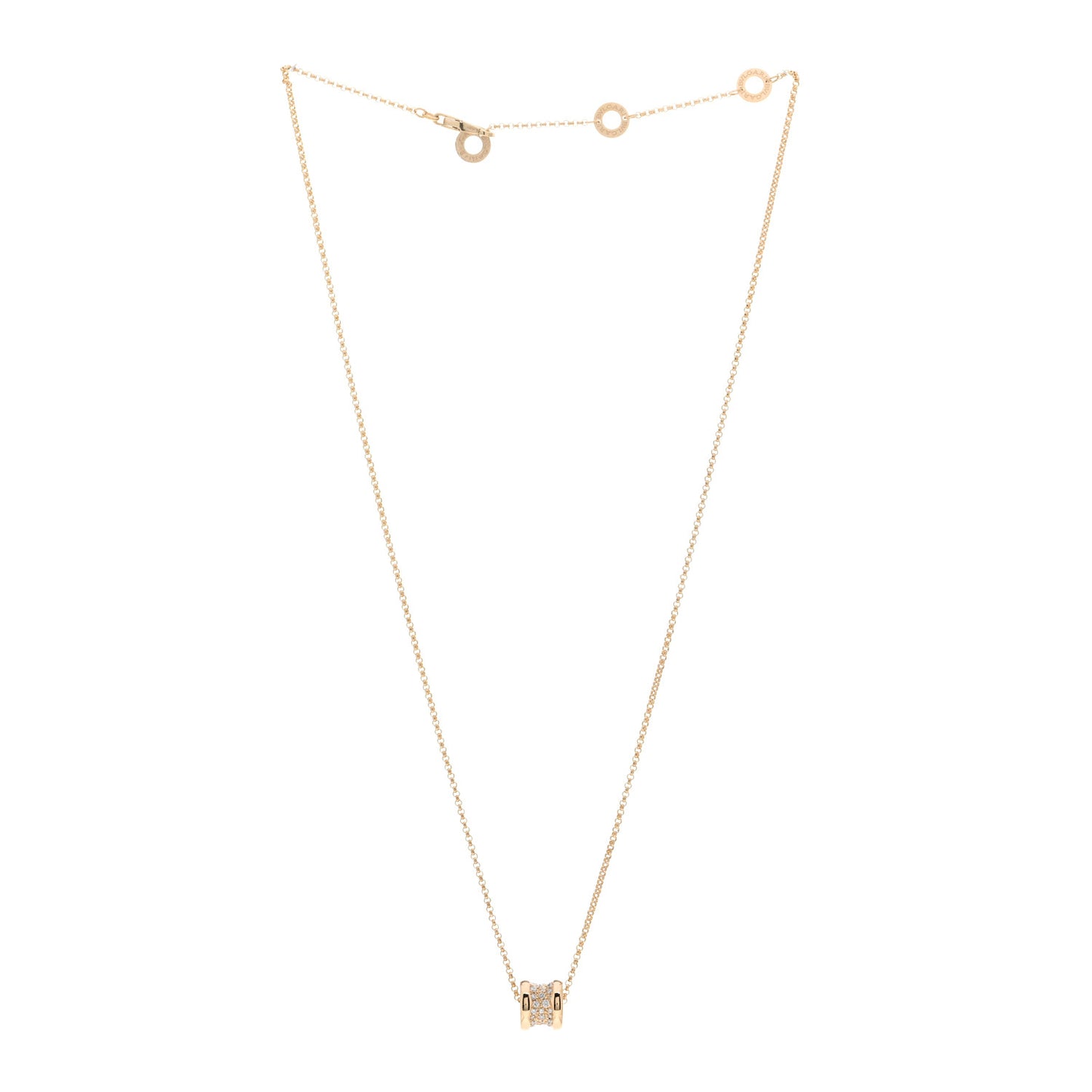 18K Yellow Gold Diamond Small B.Zero1 Pave Pendant Necklace