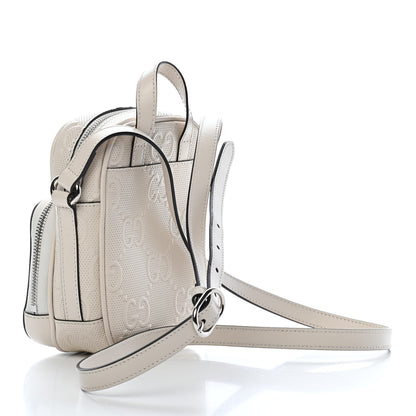 Gucci Calfskin GG Tennis Embossed Mini Double Zip Messenger Bag Mystic White 3 of 9