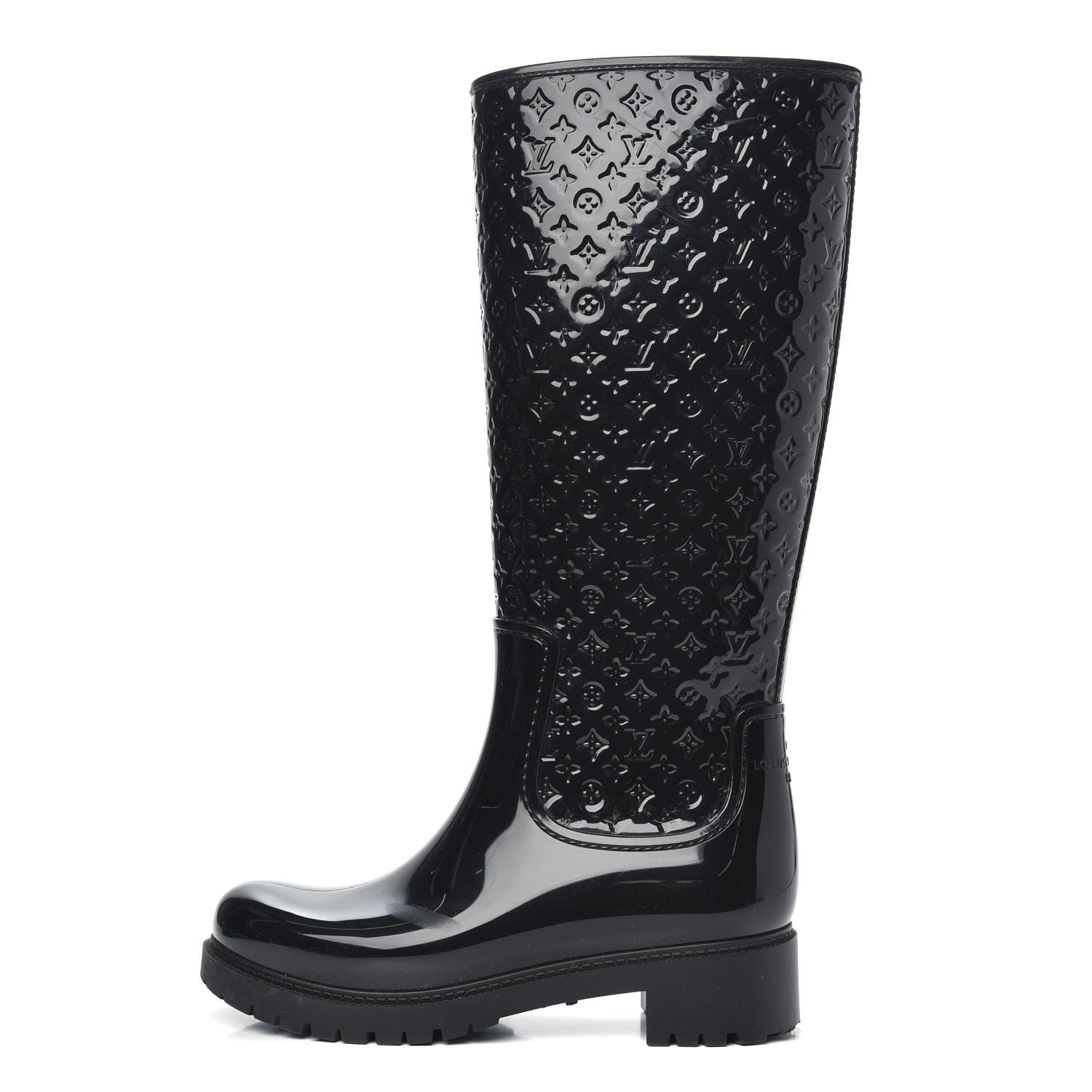 Louis Vuitton Rubber Embossed Monogram Splash Rain Boots 37 Black 1 of 8
