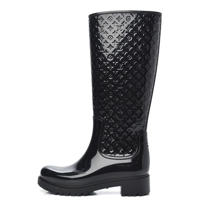 Louis Vuitton Rubber Embossed Monogram Splash Rain Boots 37 Black 1 of 8