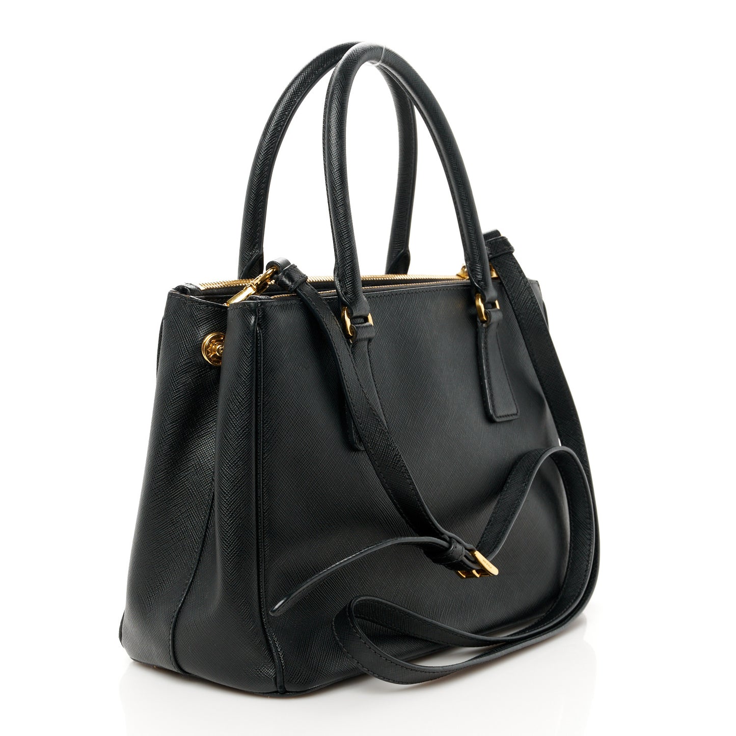 Saffiano Small Galleria Double Zip Tote Black