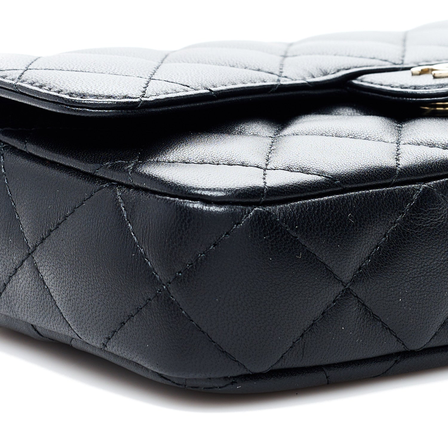 Chanel Lambskin Quilted Flap Phone Holder With Chain Black 8 of 9