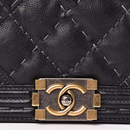 Chanel Calfskin Double Stitch Medium Boy Flap Black 8 of 10