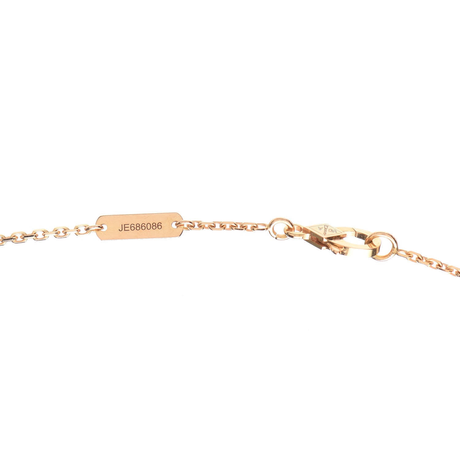 Van Cleef & Arpels 18K Rose Gold Diamond Black Onyx Vintage Alhambra Pendant Necklace 6 of 7