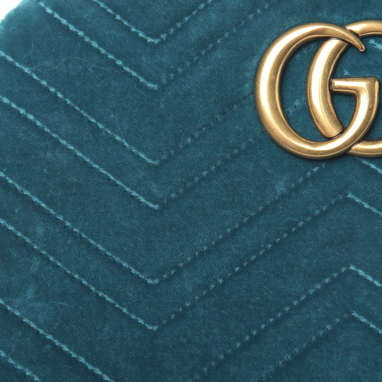 Gucci Velvet Matelasse Small GG Marmont Chain Shoulder Bag Pavone Cyan 13 of 16