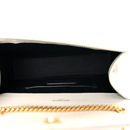 Saint Laurent Grain De Poudre Textured Mixed Matelasse Triquilt Small Monogram Satchel Crema Soft 5 of 16
