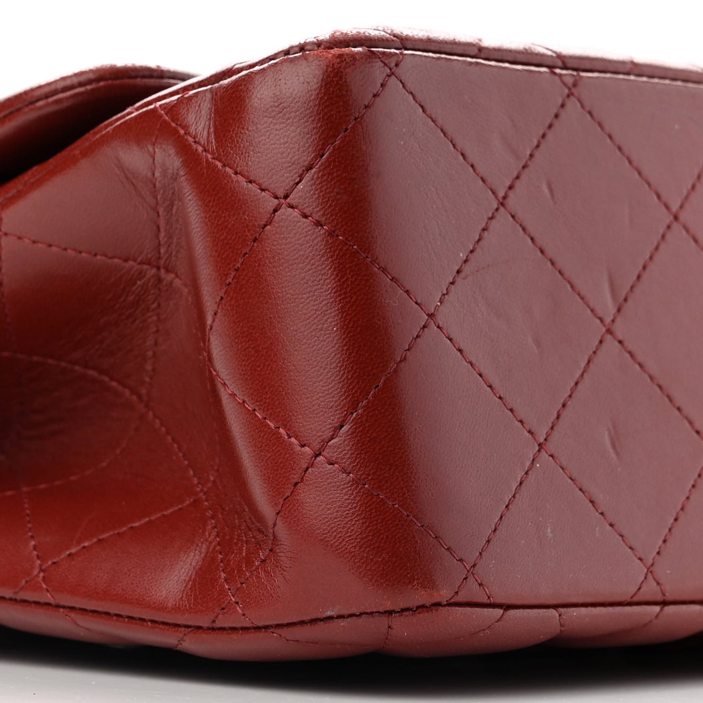 Lambskin Quilted Jumbo Double Flap Burgundy