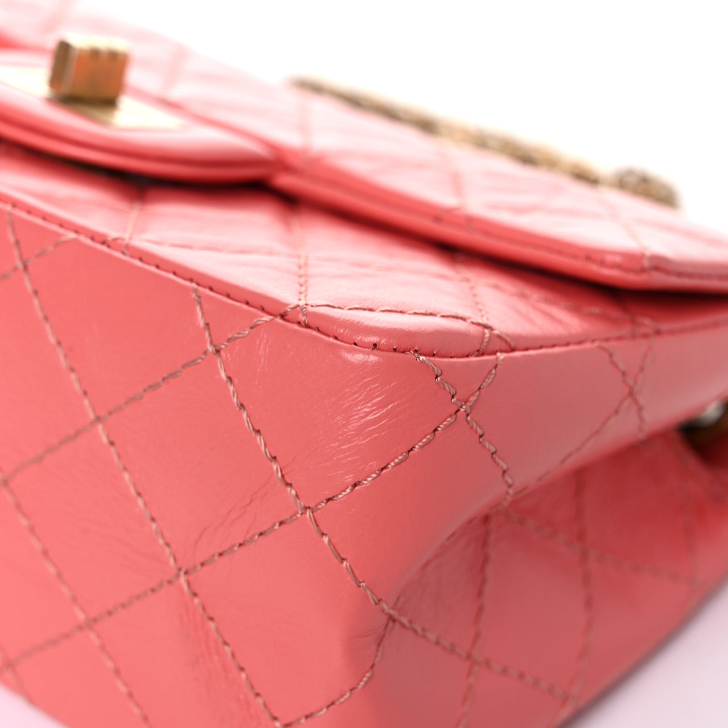 Aged Calfskin Quilted 2.55 Reissue Mini Flap Coral