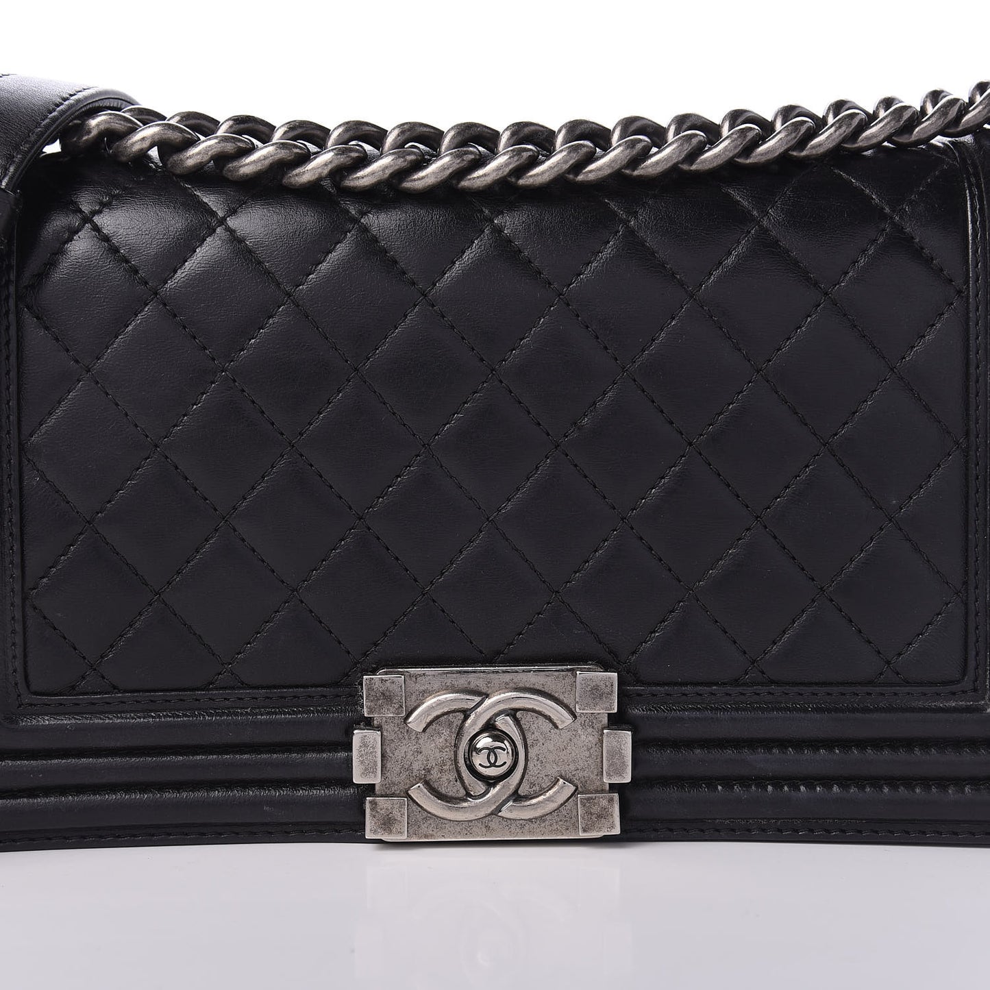 Lambskin Quilted Medium Boy Flap Black