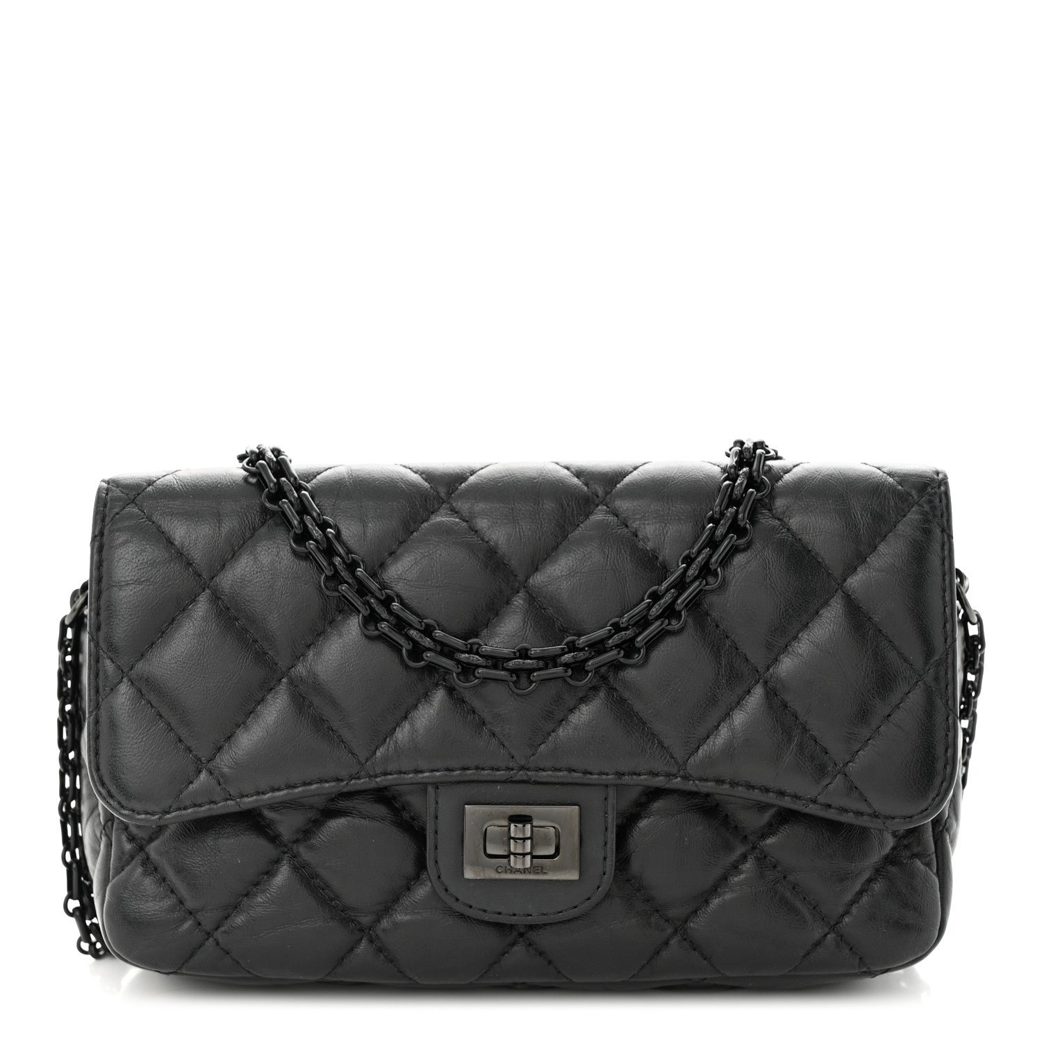 Chanel Aged Calfskin Quilted 2.55 Reissue Phone Holder With Chain So Black 1 of 13