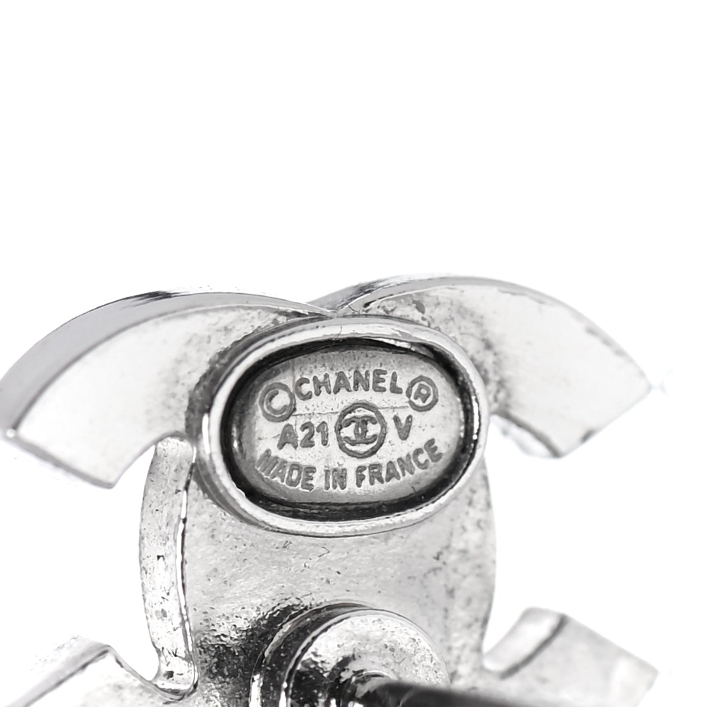 Pearl Crystal CC Drop Earrings Silver