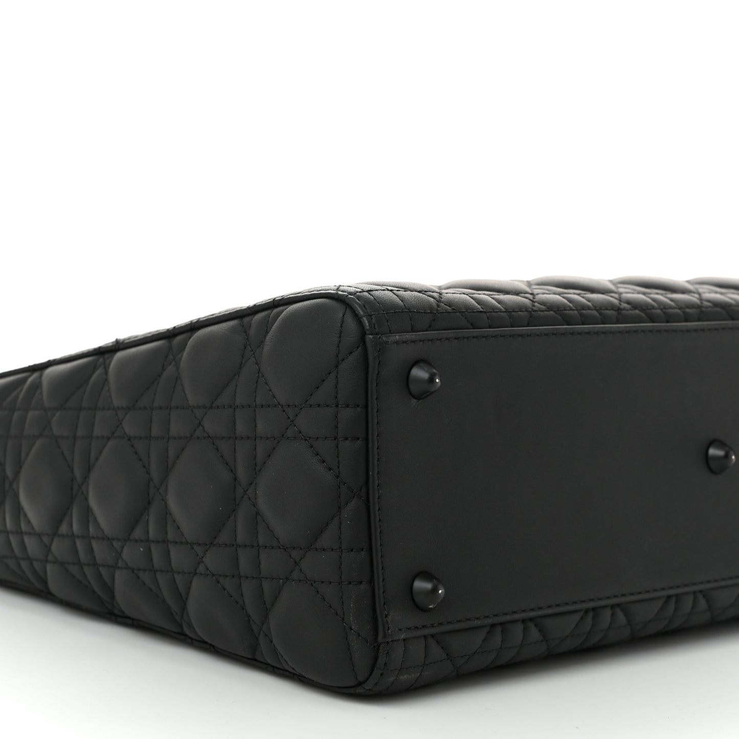 Ultra Matte Calfskin Cannage Large Lady Dior Black