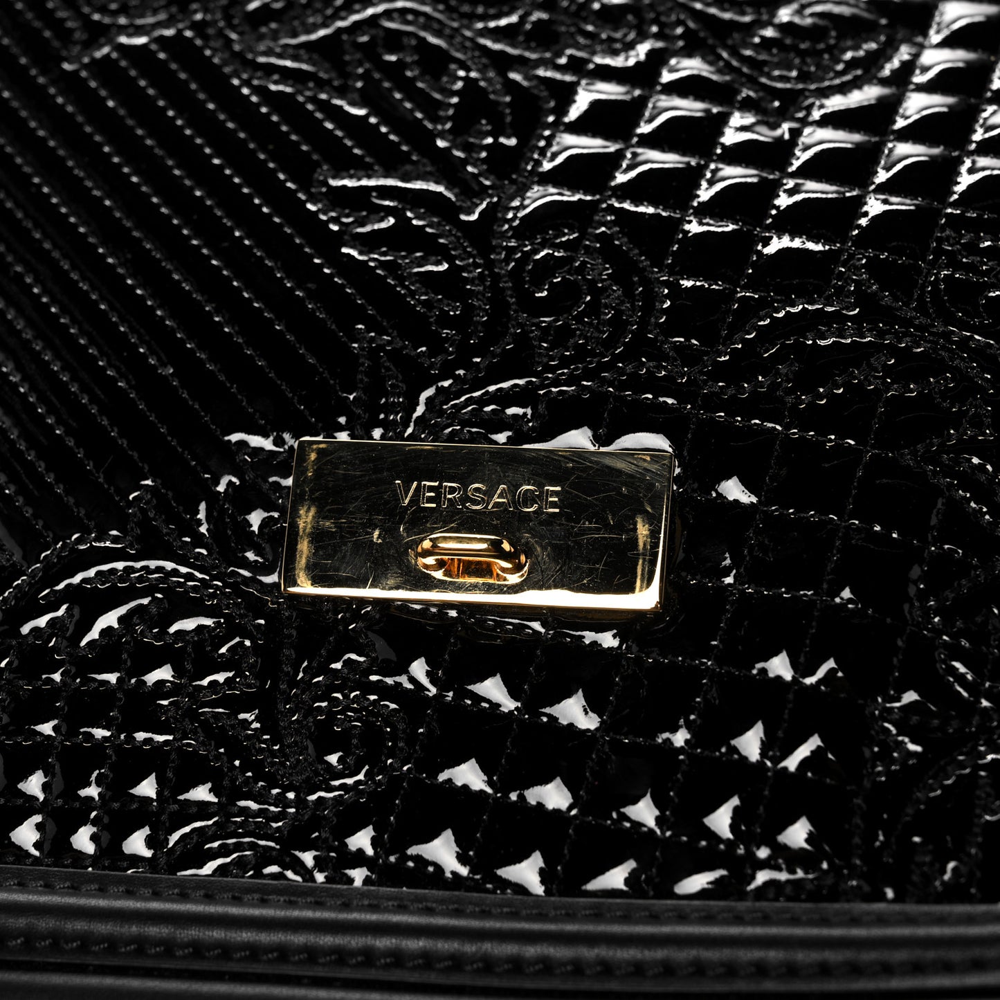 Patent Micro Vanitas Shoulder Bag Black
