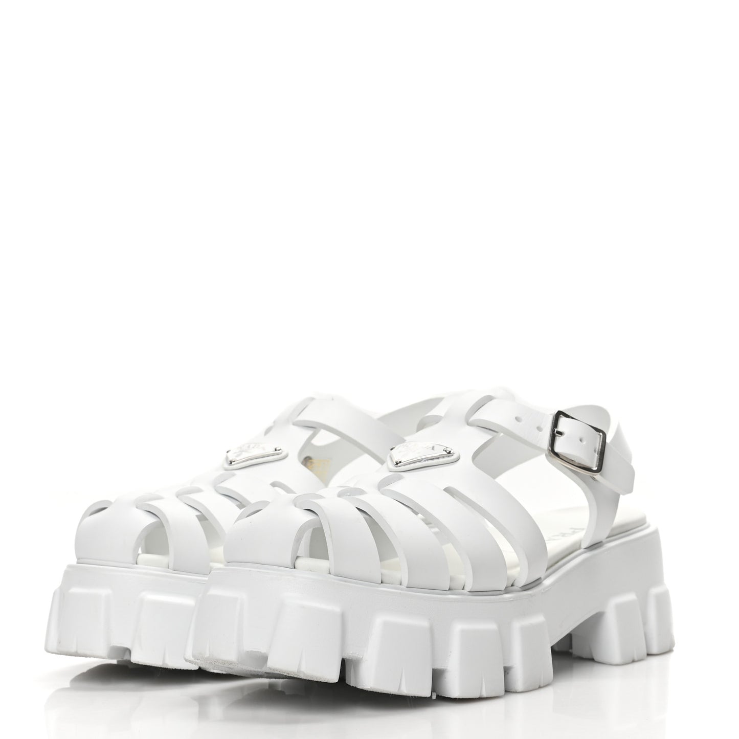 Foam Rubber Metal Triangle Logo Monolith 55mm Cage Sandals 41 White