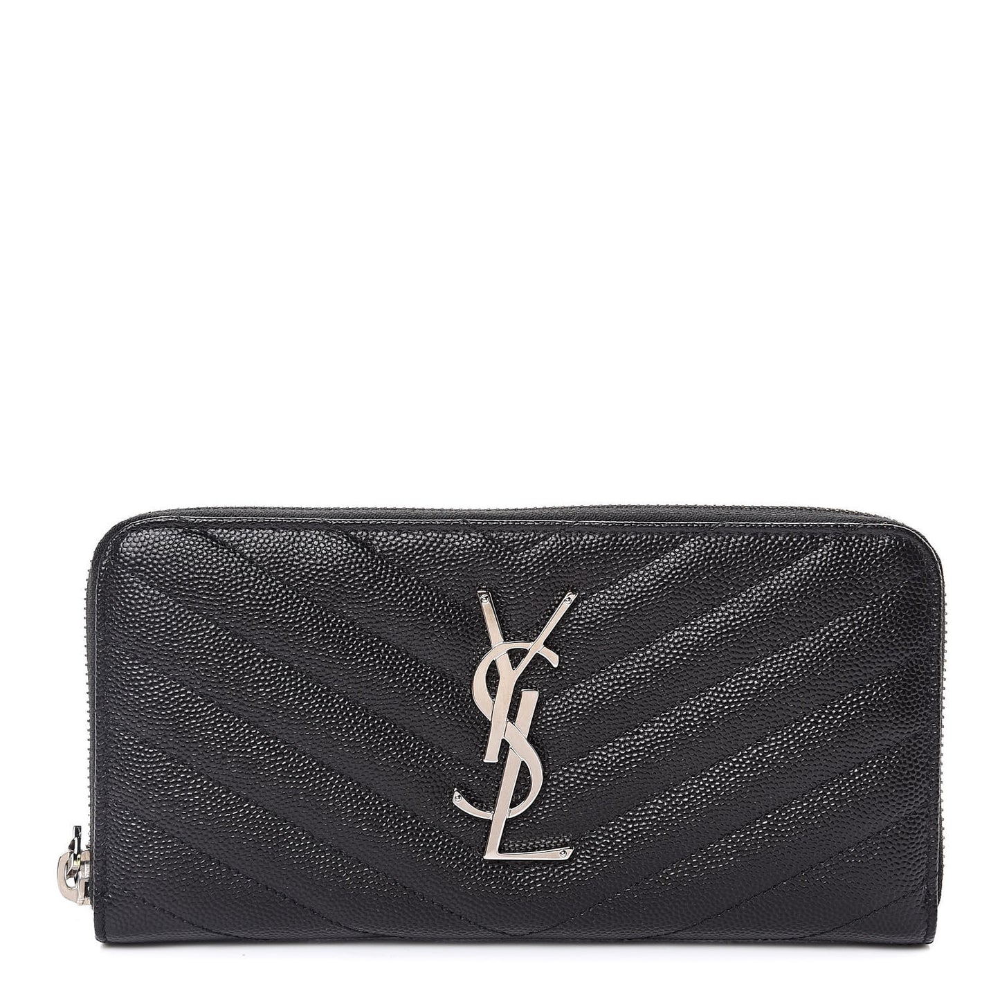 Grain De Poudre Matelasse Chevron Monogram Zip Around Wallet Black