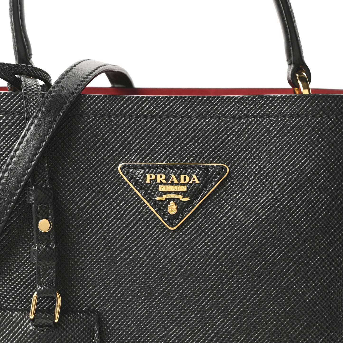 Saffiano Cuir Medium Panier Bucket Bag Black Fuoco
