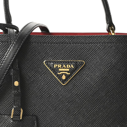 Prada Saffiano Cuir Medium Panier Bucket Bag Black Fuoco 7 of 9
