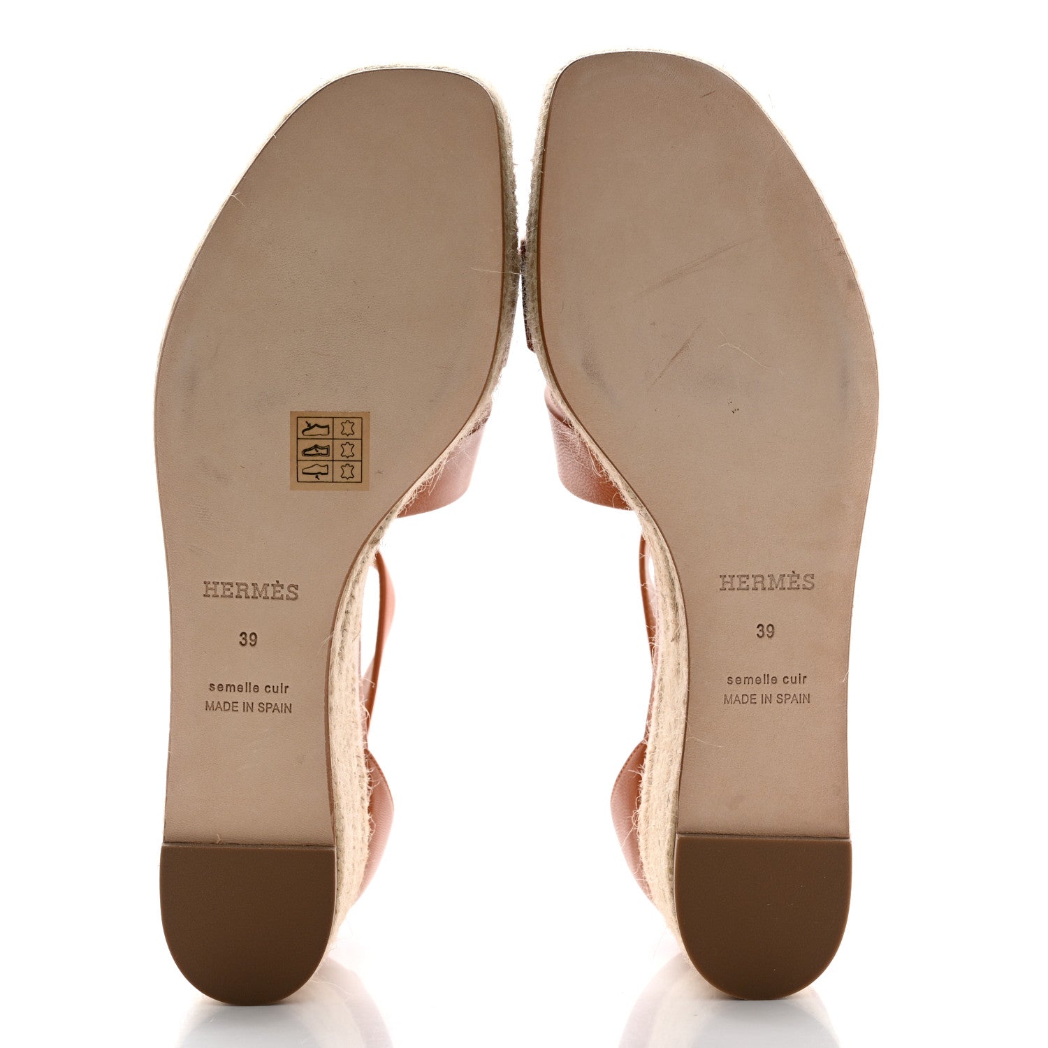 Hermes Goatskin Elda Espadrille Wedge Sandals 39 Natural 5 of 9