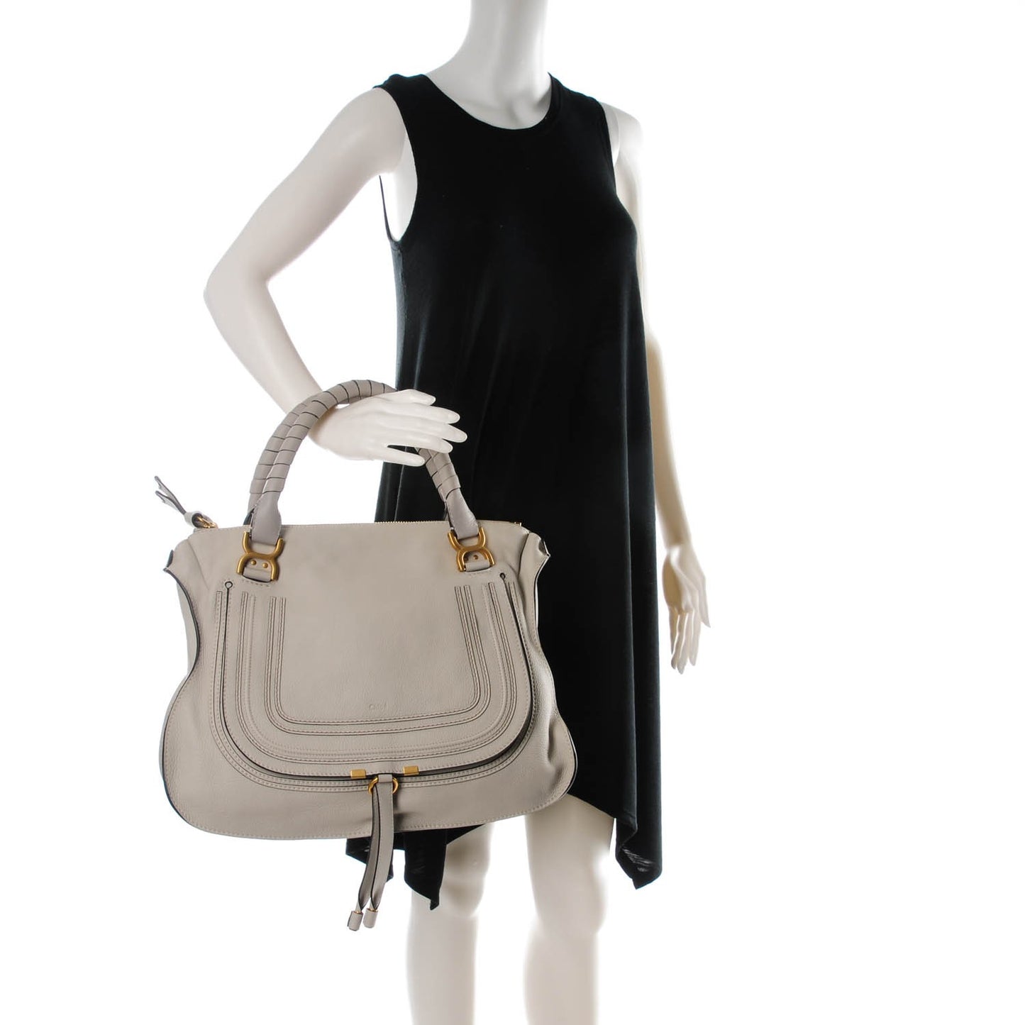 Calfskin Large Marcie Satchel Dove