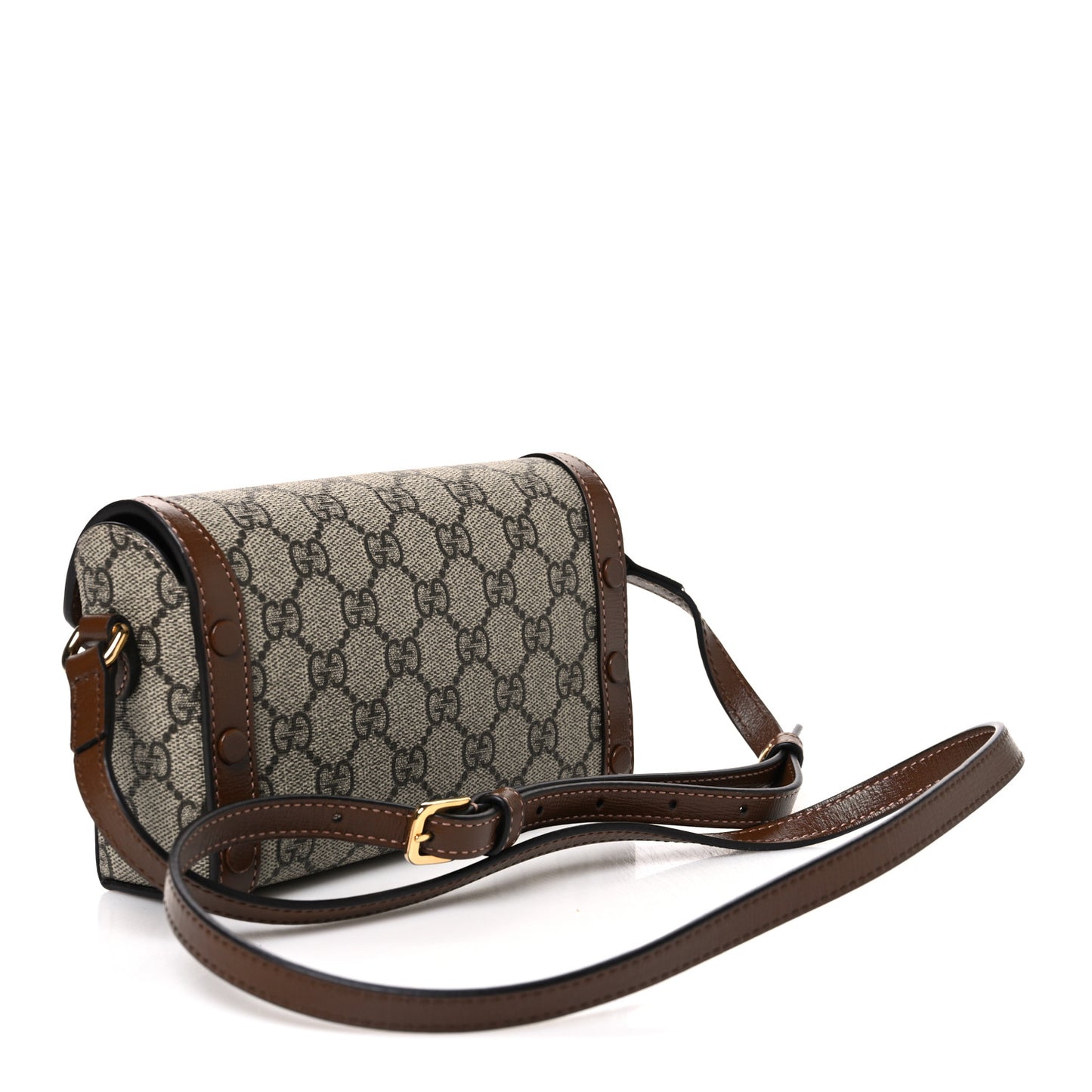 GG Supreme Monogram Mini Horsebit 1955 Shoulder Bag Beige Brown Sugar