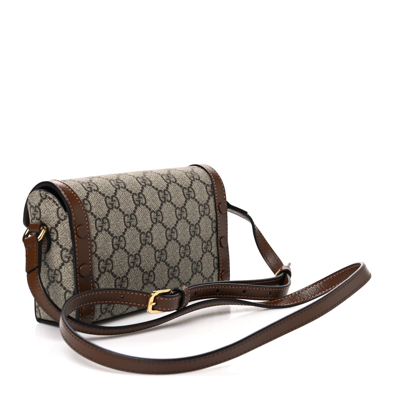 Gucci GG Supreme Monogram Mini Horsebit 1955 Shoulder Bag Beige Brown Sugar 3 of 10