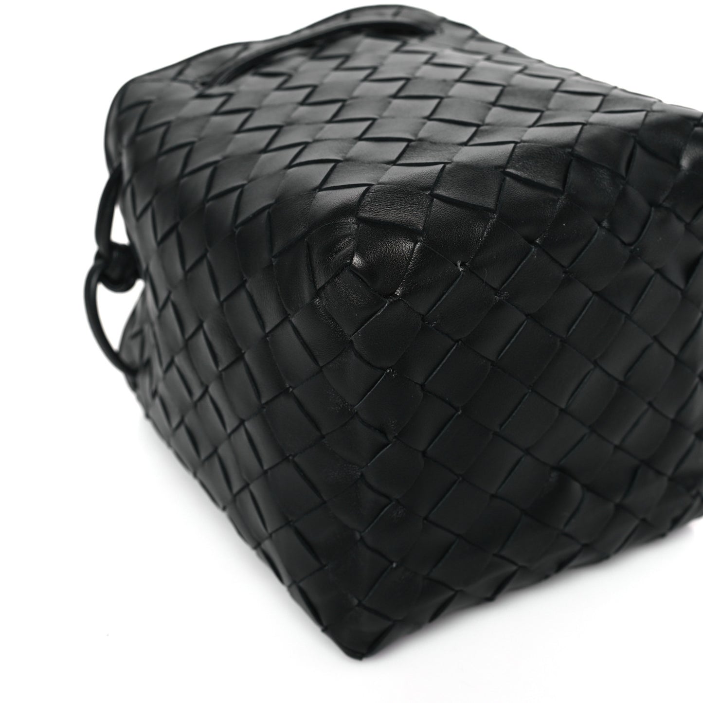 Nappa Intrecciato Small Drawstring Bucket Bag Black