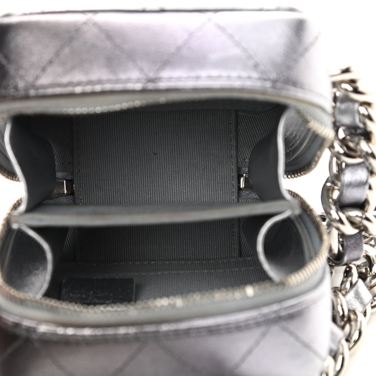Chanel Gradient Metallic Lambskin Quilted Like A Wallet Clutch With Chain Silver Purple 5 of 12