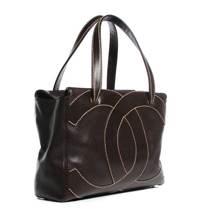 Chanel Caviar CC Stitched Large Tote Brown 3 of 7