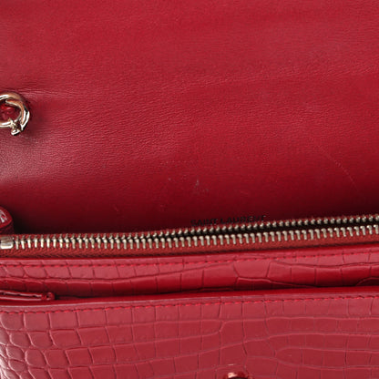 Saint Laurent Calfskin Crocodile Embossed Monogram Sunset Chain Wallet Amaretto 11 of 11