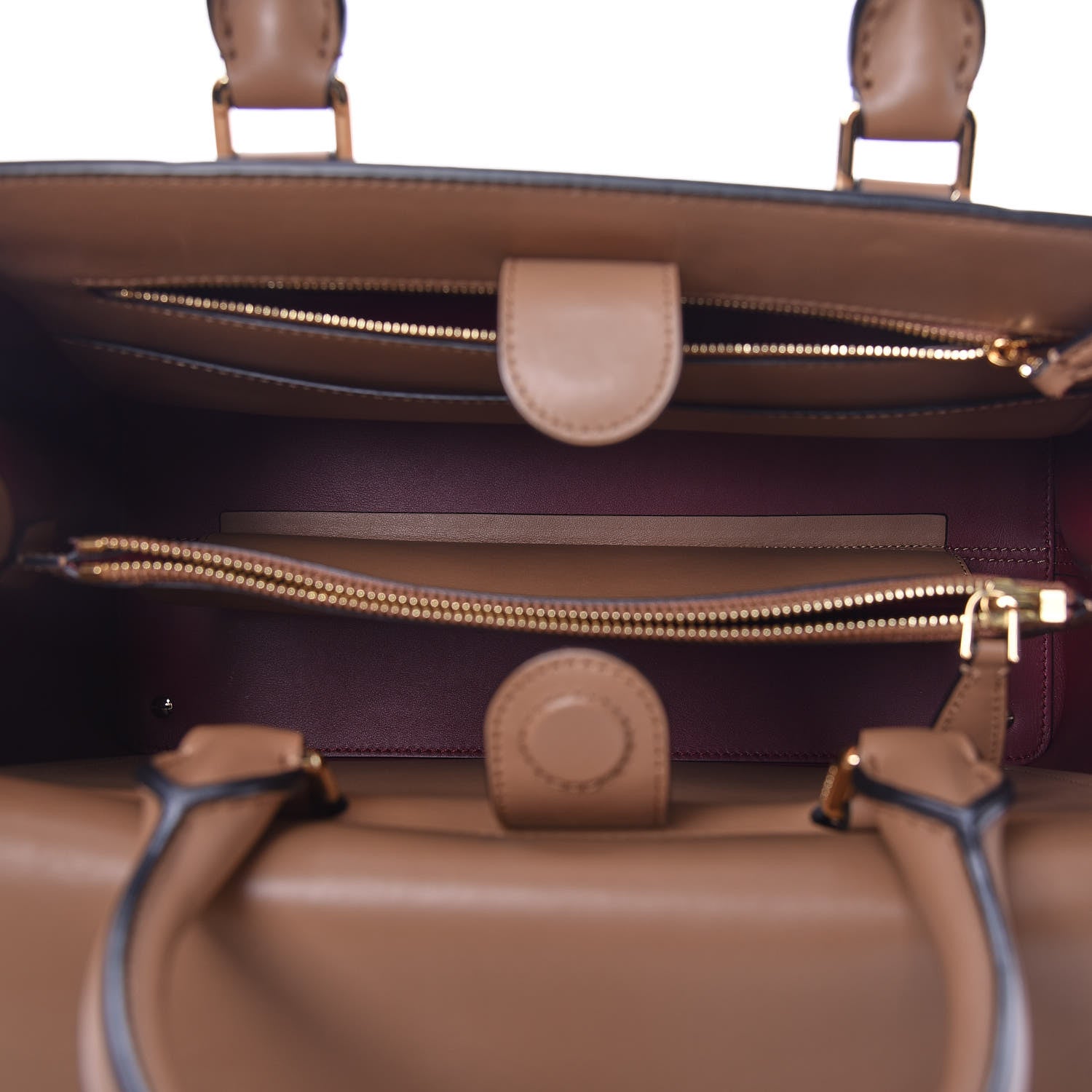 Burberry Smooth Bonded Calfskin Medium Saddle Tote Camel 7 of 9