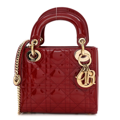 Christian Dior Patent Cannage Mini Lady Dior Red 1 of 11