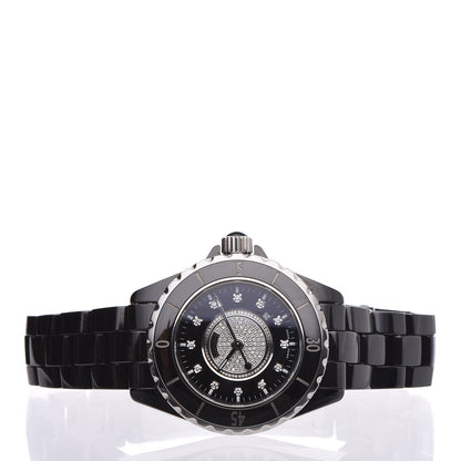 Chanel Stainless Steel Ceramic Diamond Dial 33mm J12 Quartz Watch Black 3 of 7