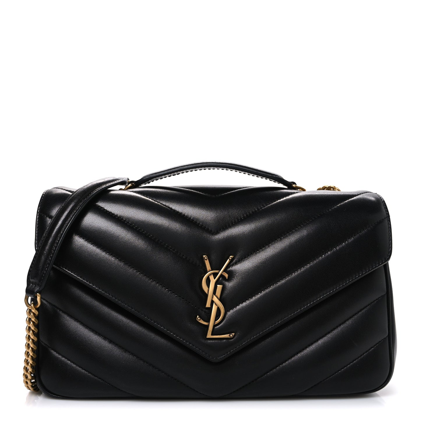 Lambskin Chevron Quilted Medium Loulou Black