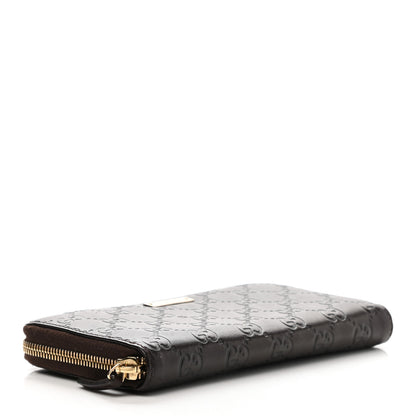 Gucci Guccissima Margaux Calfskin Metal Bar Zip Around Wallet Chocolate 4 of 8