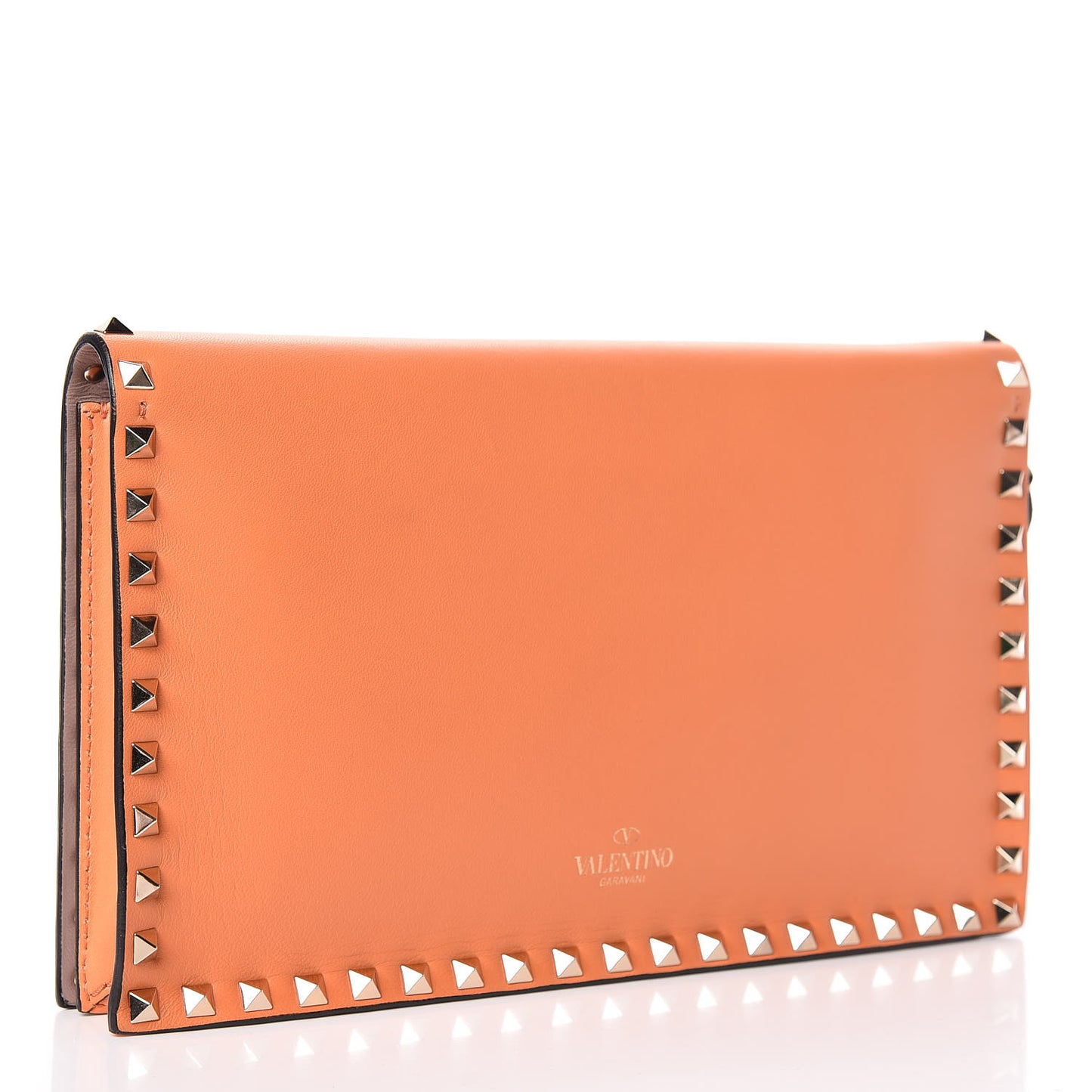 Nappa Rockstud Wristlet Clutch Melon Sorbet
