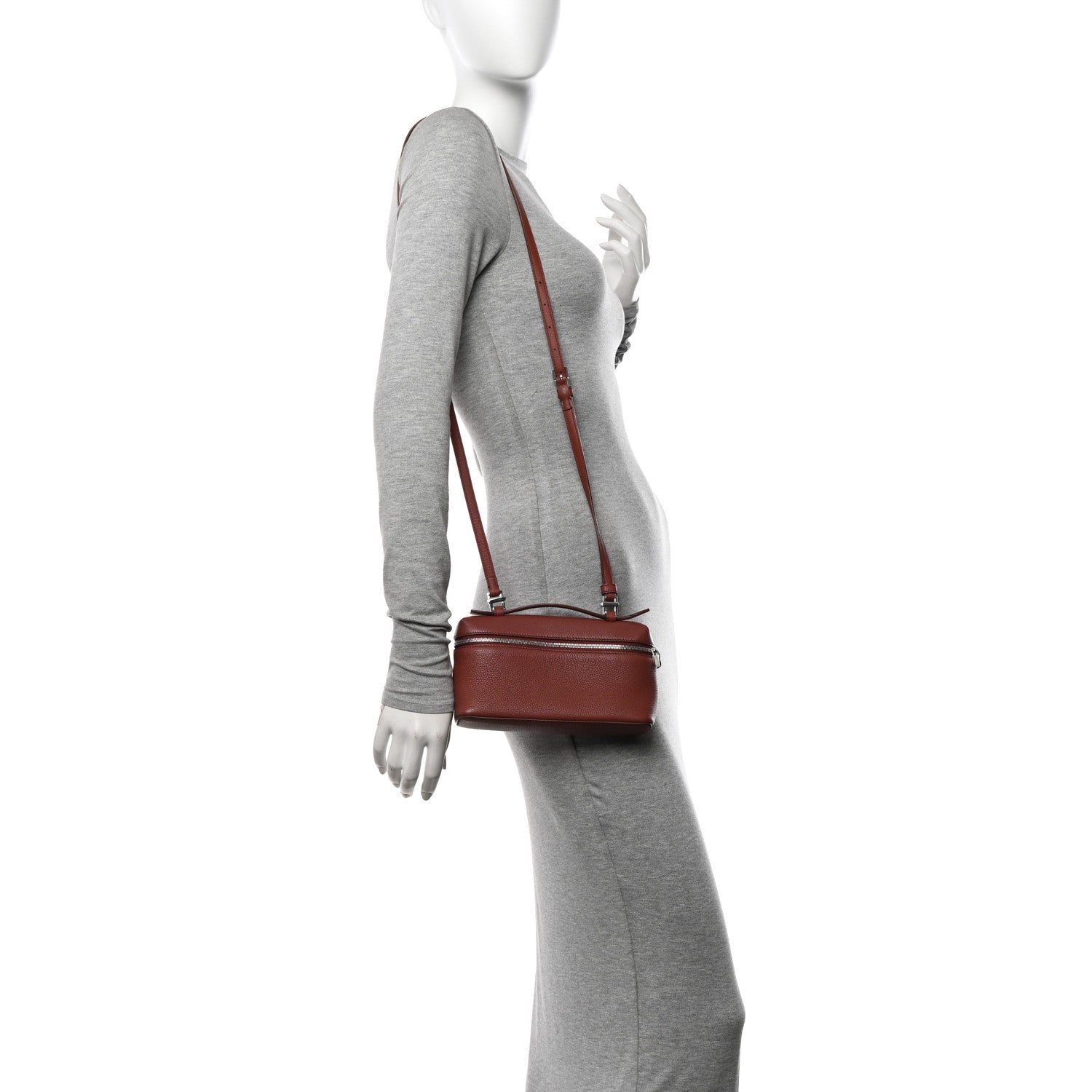 Loro Piana Grained Calfskin L19 Extra Pocket Pouch Kummel 2 of 10