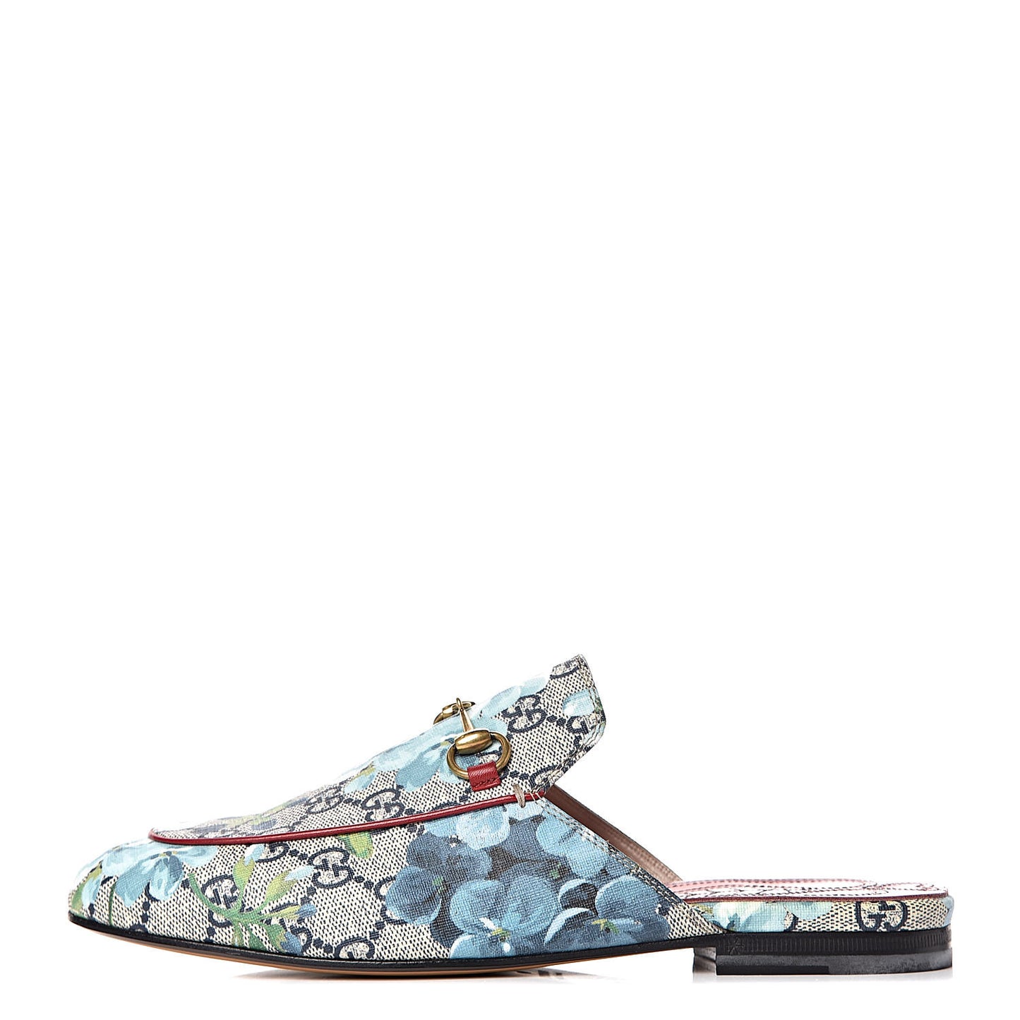 GG Supreme Monogram Blooms Womens Princetown Slippers 38 Beige Blue Navy Hibiscus Red