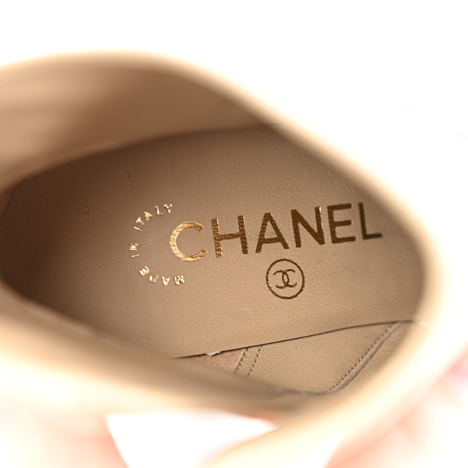 Chanel Tumbled Calfskin CC Short Boots 36 Beige Black 8 of 12